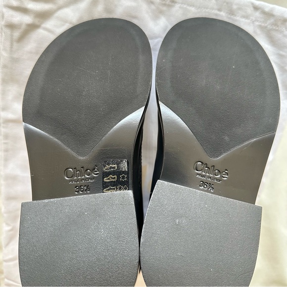 Chloe Roy Shearling-Lined Leather Black Ankle Boots Size 36.5 - Picture 6 of 14